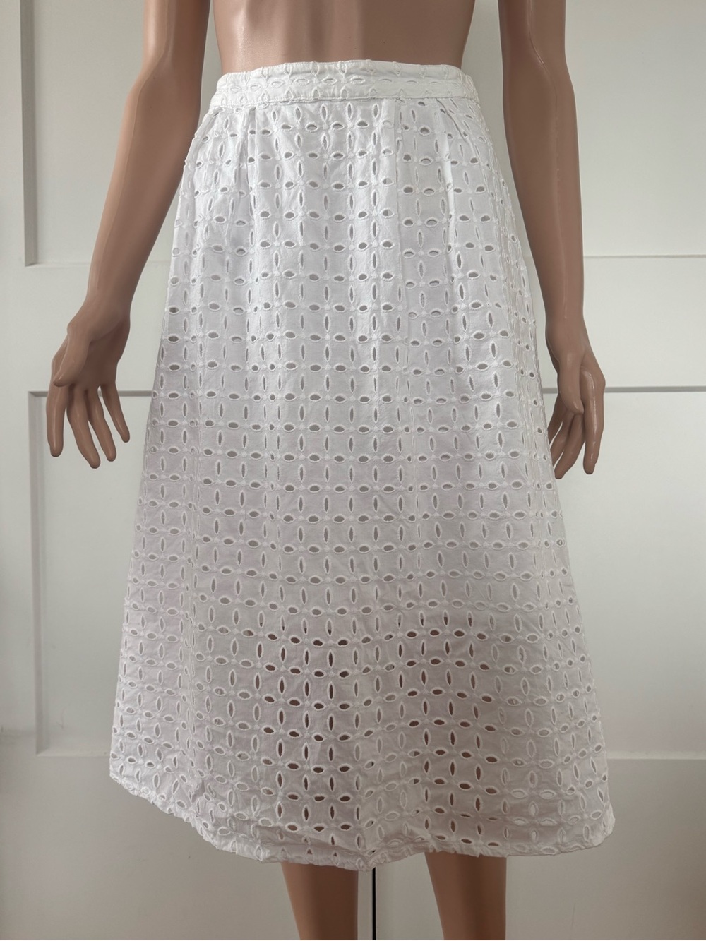 Abercrombie & Fitch AF White Eyelet A-Line Midi Skirt XS X-Small